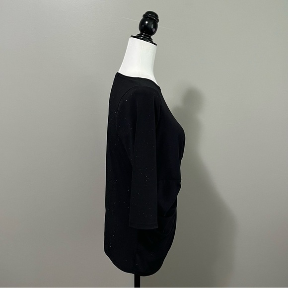 Sympli Side Twist Top 3/4 Sleeve Black Sparkle - Picture 9 of 14